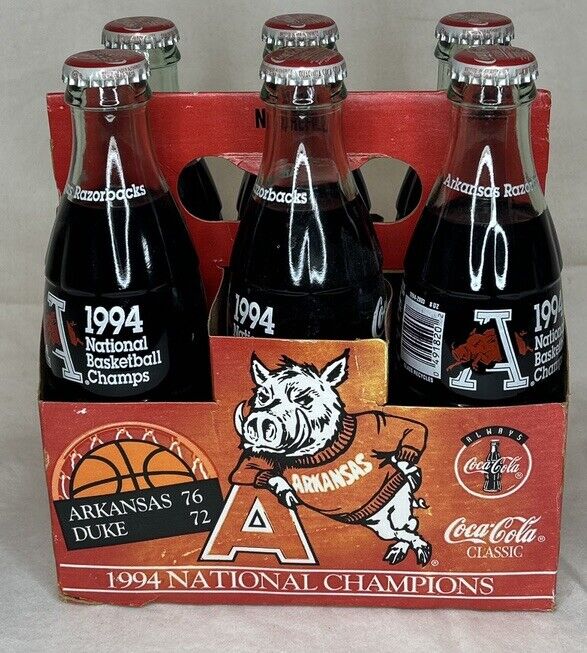 6 Pack 1994 Arkansas Razorbacks National Basketball Champs Coca Cola UNOPENED