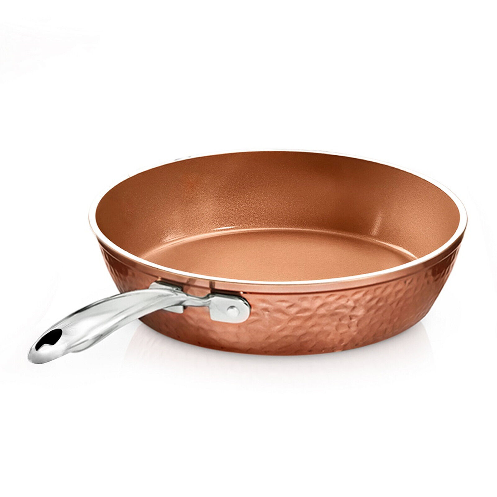 Hammered Nonstick Frying Pan Ceramic Skillet ,Dishwasher Safe Copper 12 inch