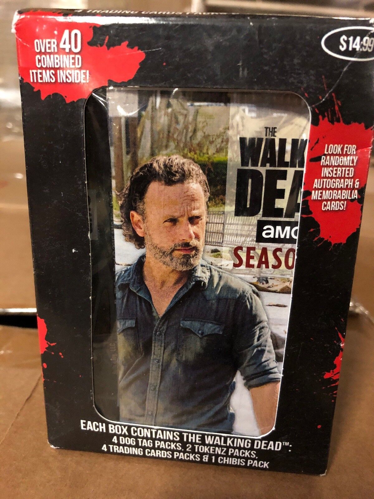 The Walking Dead Collectors Box  Dog Tags, Trading Cards And Figurines Inside.