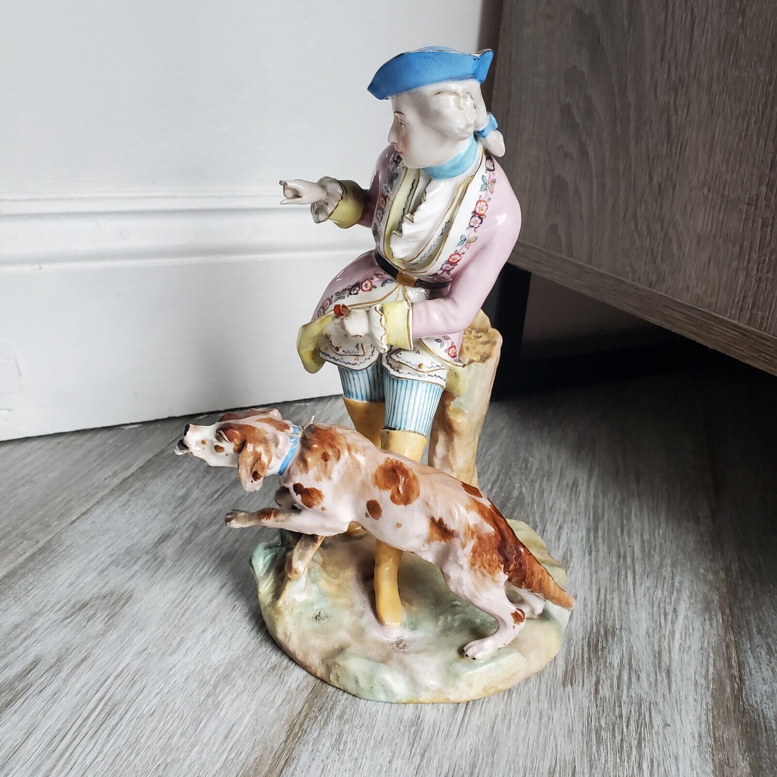 Meissen Porcelain Sculpture Gentleman Training Dog