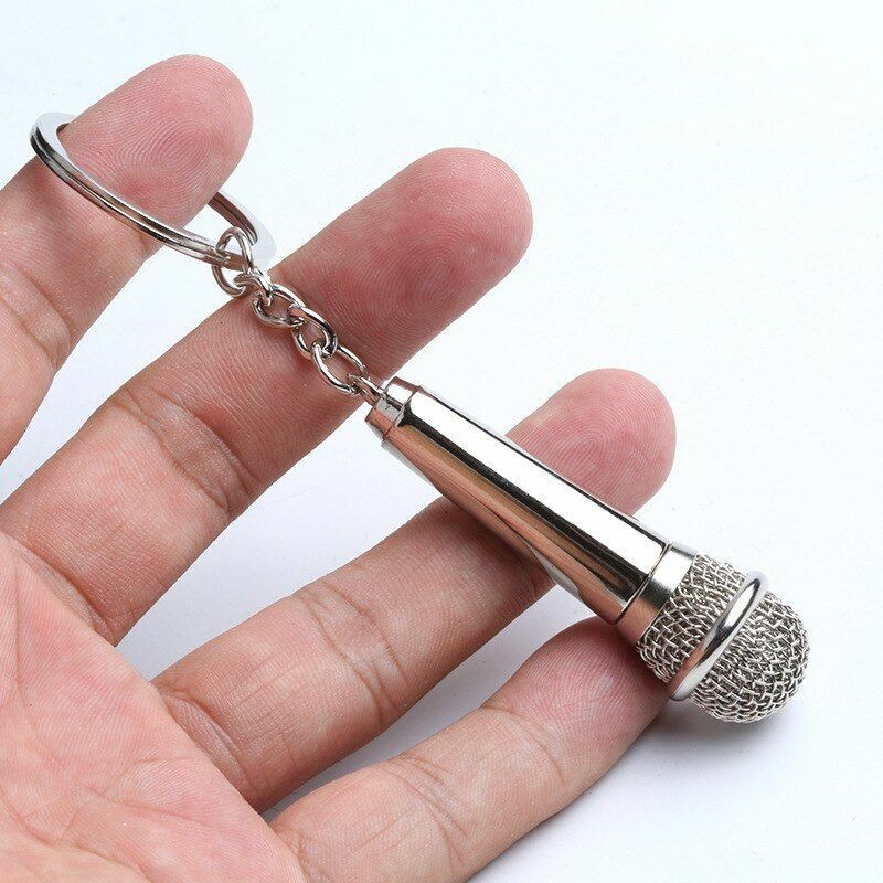 1PC Men\'s Microphone Keychain Singer Rapper Music Keychain Women\'s Gift Keychain