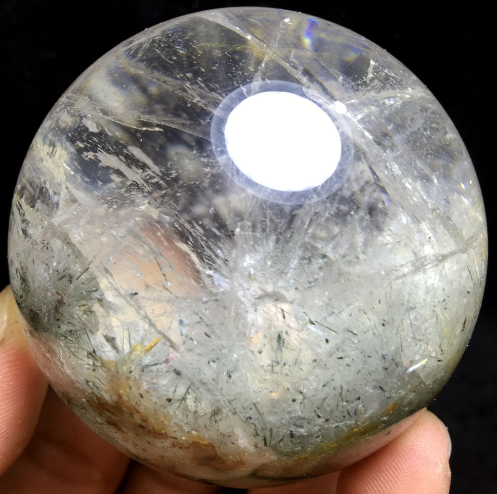 297g NATURAL Green Phantom FLOWER Quartz Crystal  Polished ball sphere #115