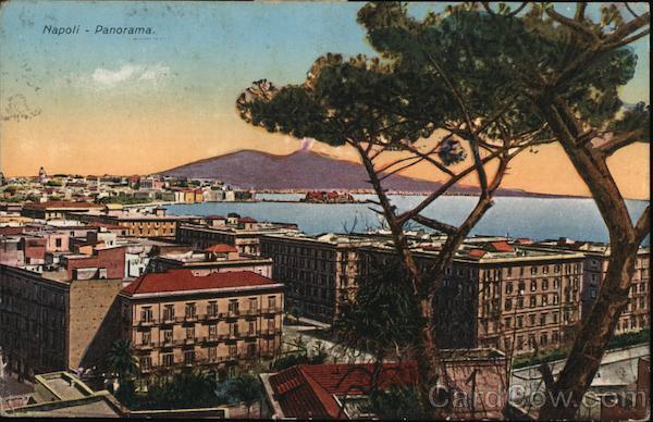 Italy 1931 Naples Panorama Postcard 5 mills, 5 stamp Vintage Post Card