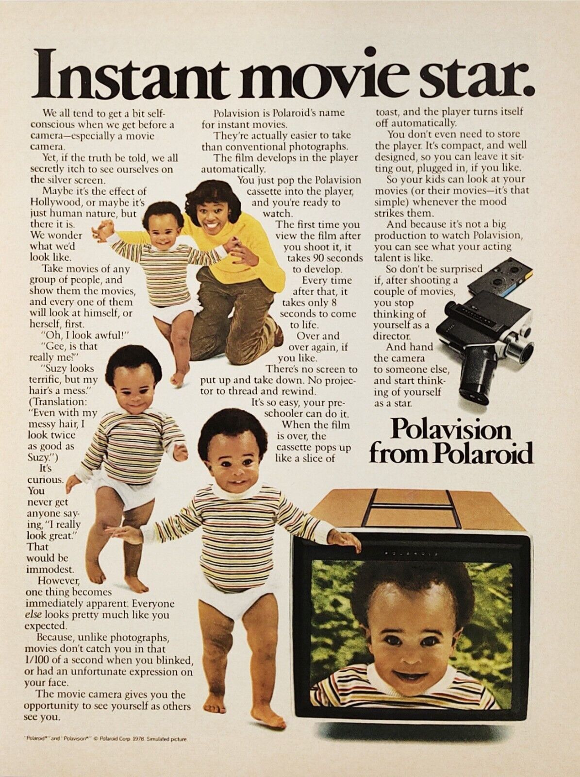 Polaroid Polavision 1979 Print Ad Early Video System