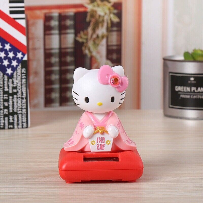 Cute solar shaking head pink kimono Hello Kitty Figure - Car/Home Decor Gift