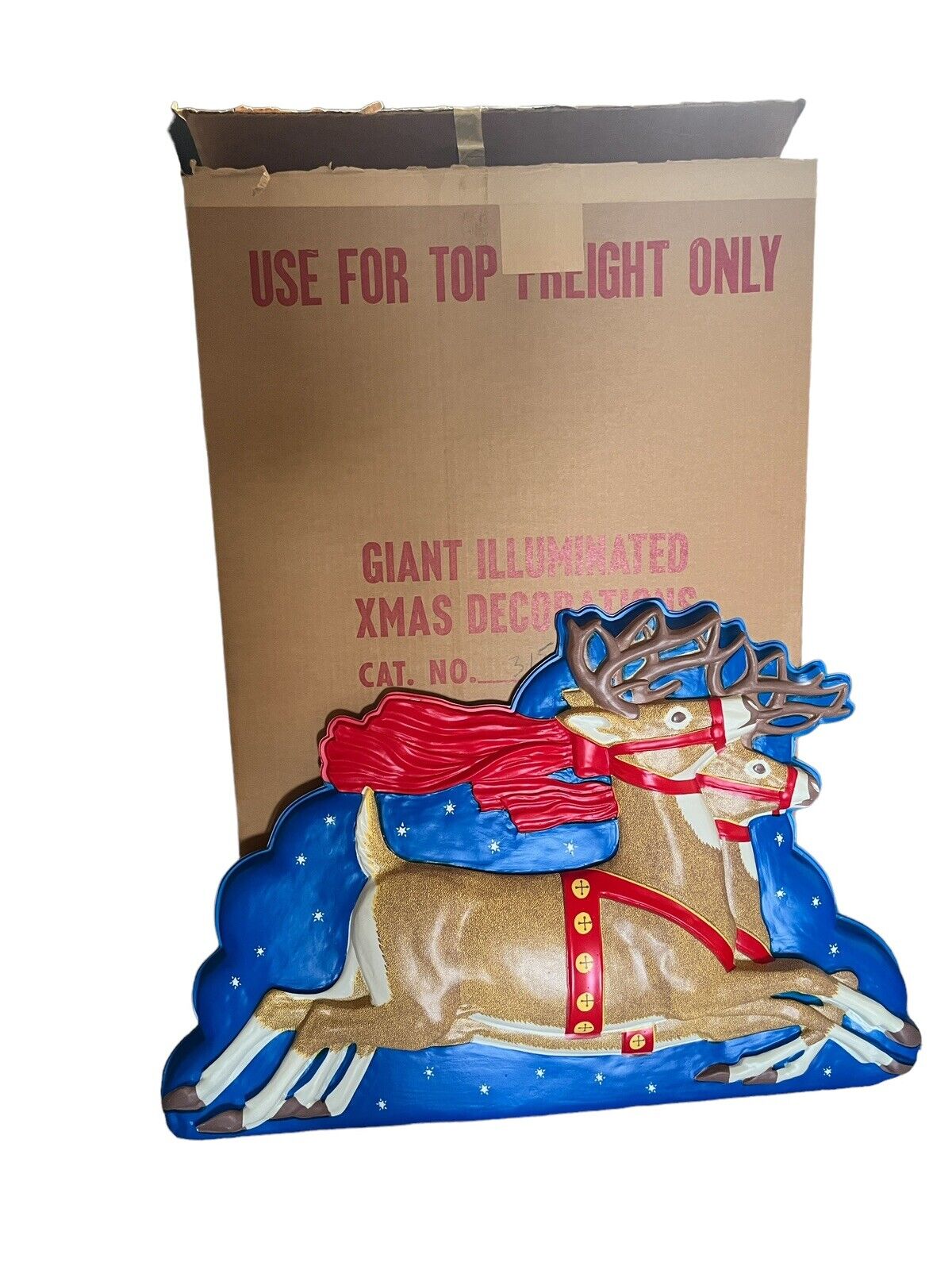 Rare VTG MCM 1950s L.A. Goodman Illuminated 3D Lighted Rudolph Reindeer W/ Box