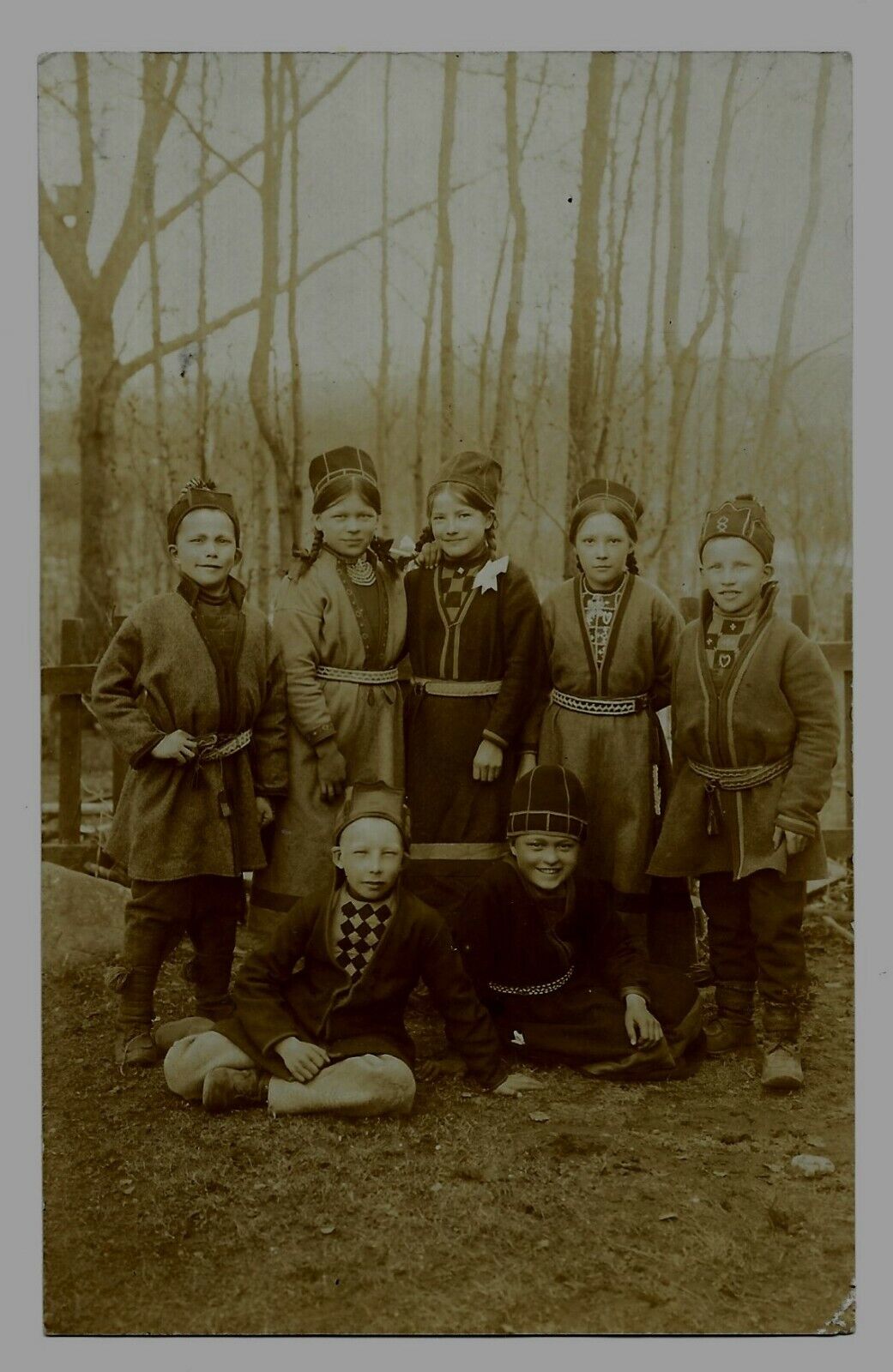 1919 Real Photo Postcard 7 Laplander Children Jarpen Sweden