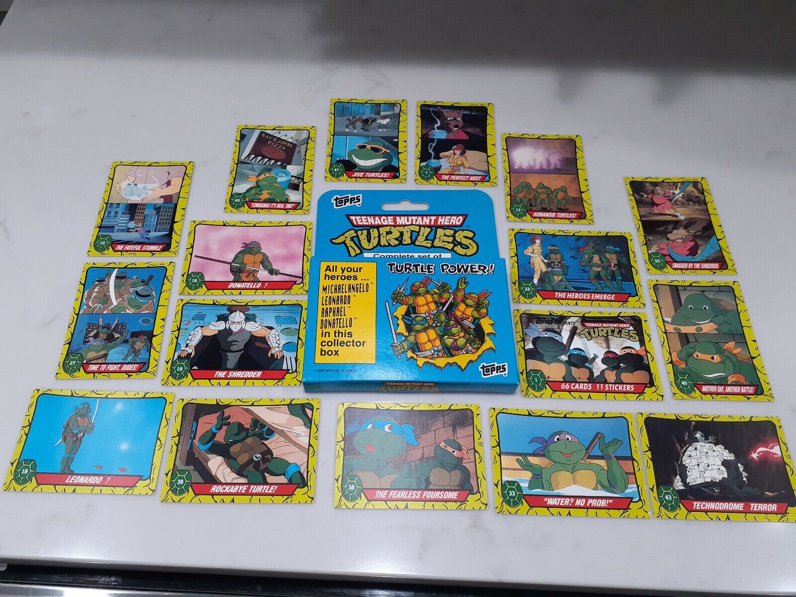 1990 Topps Teenage Mutant Hero Turtles TMNT Full 66 Card Set Original Box