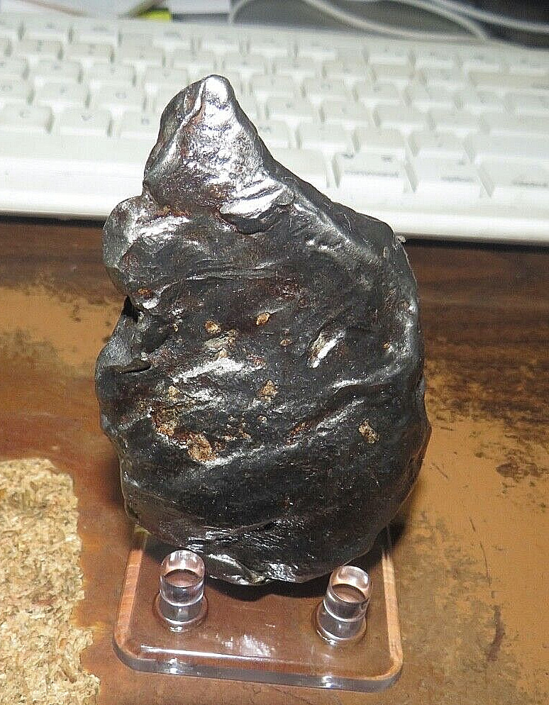 420 GM Egypt Gebel Kamil Iron meteorite complete individual W/ STAND RARE .92 #