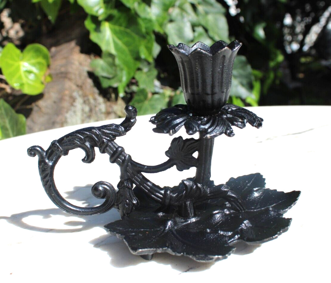 Chamberstick Black Cast Iron Grape Cluster 16-25 Metal Candle Holder