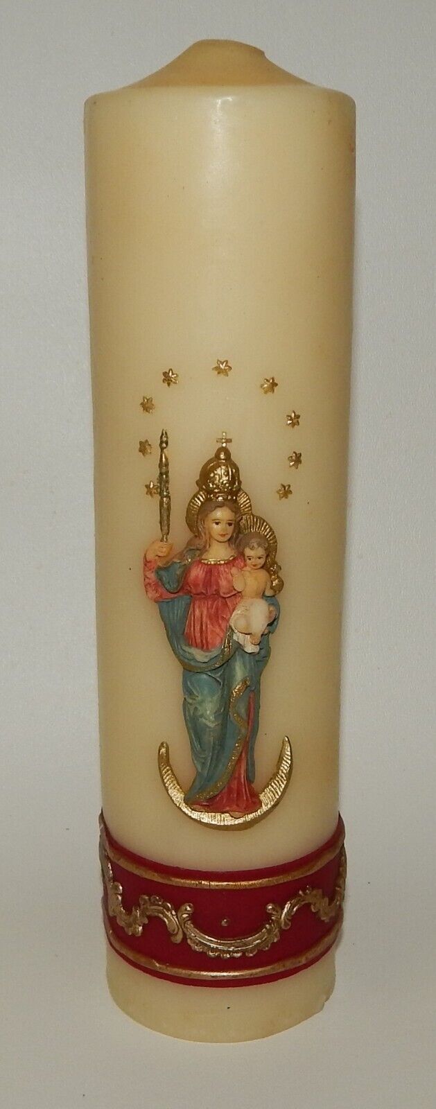 Vintage Large Adoration Figural Mary Child Jesus Figural Wax Pillar Candle