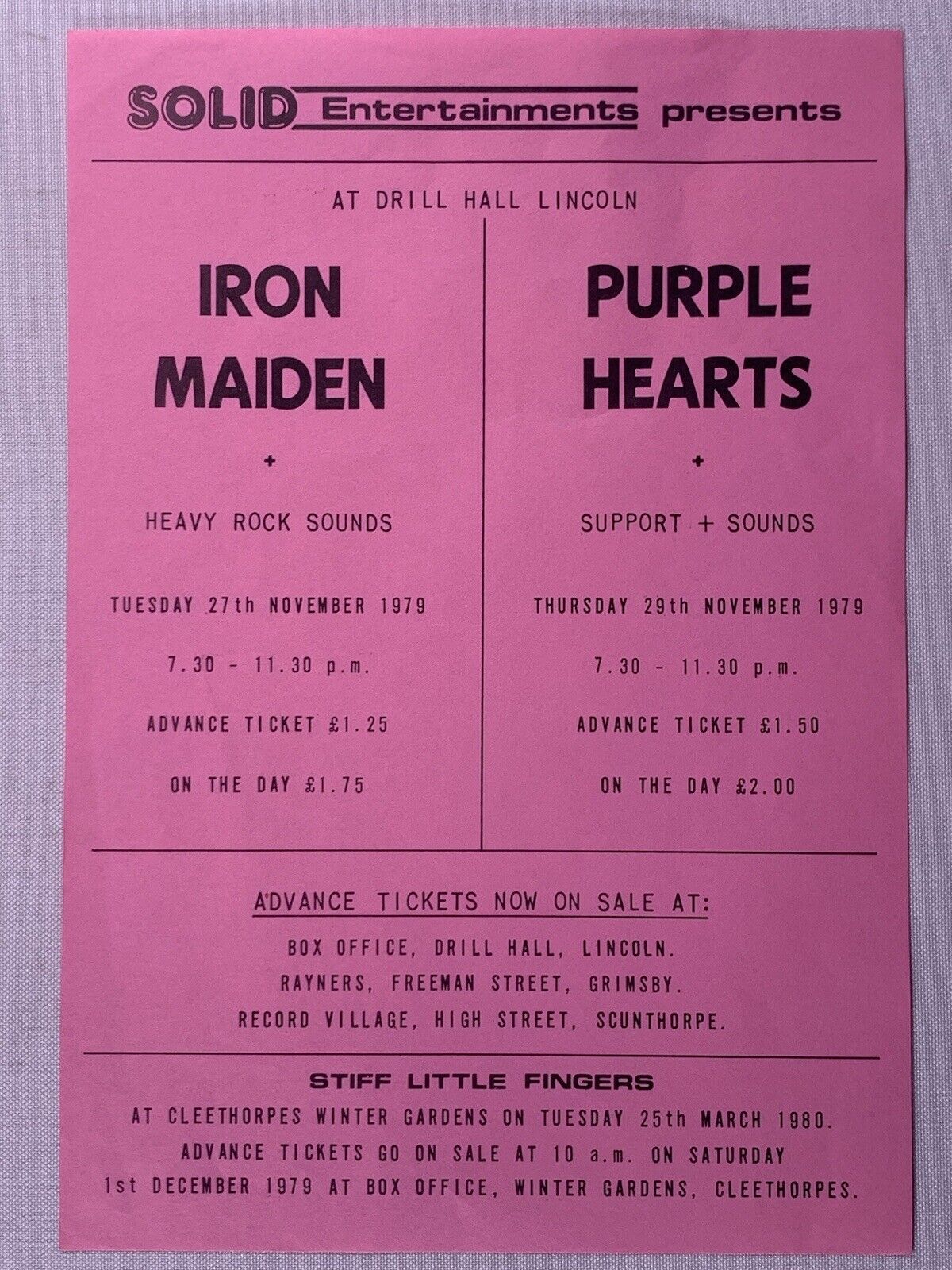 Iron Maiden DiAnno Stratton Burr Flyer Vintage Early Days Tour Lincoln 1979