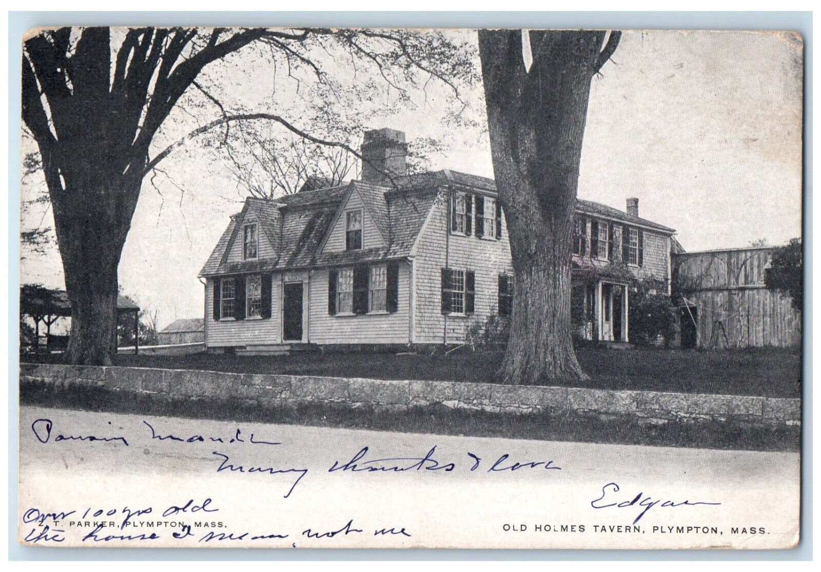 1908 Old Holmes Tavern Plympton Massachusetts MA Lebanon NY Postcard