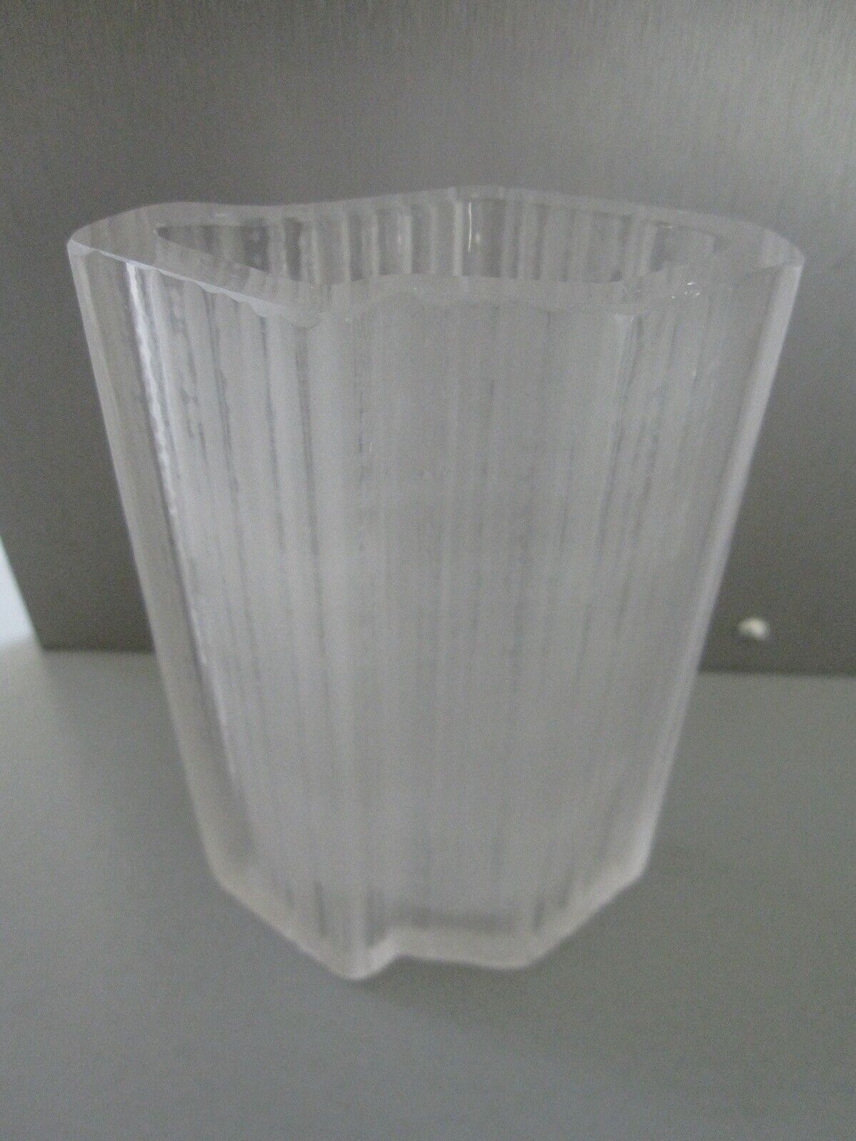 Glass vase by Tapio Wirkkala for Iittala Ribbed Mid Century Modern Finland