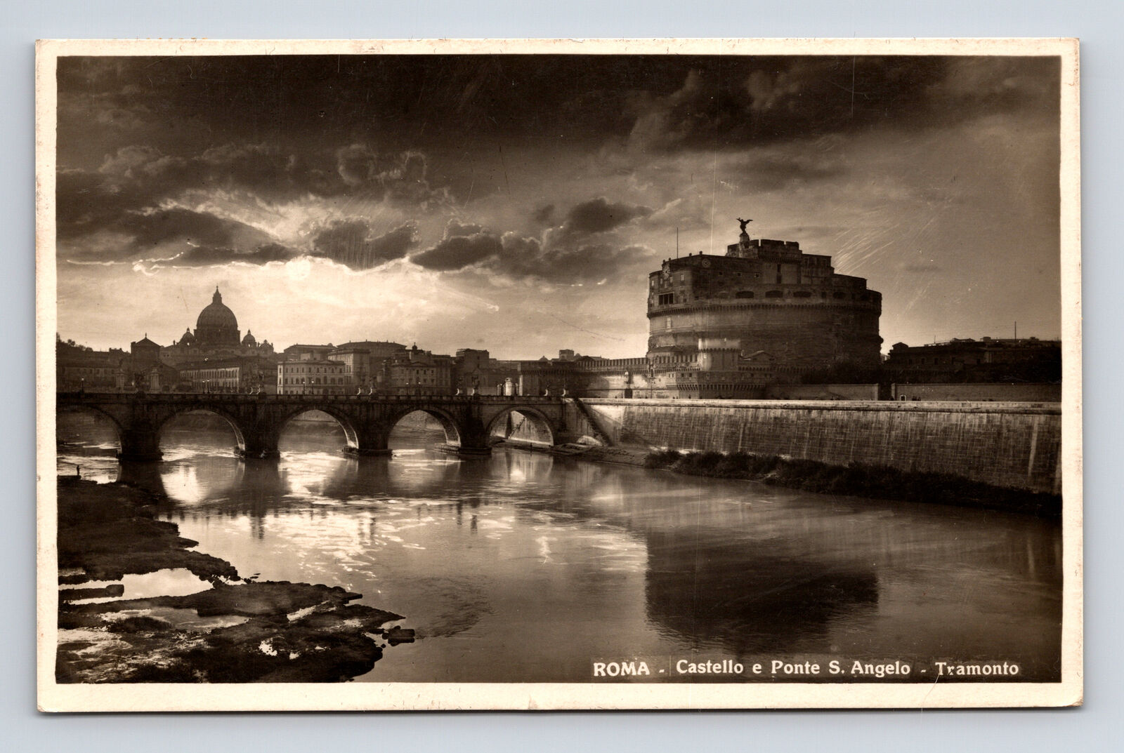 1931 RPPC Castel Sant'Angelo River Tiber Mausoleum Hadrian Rome Italy Postcard