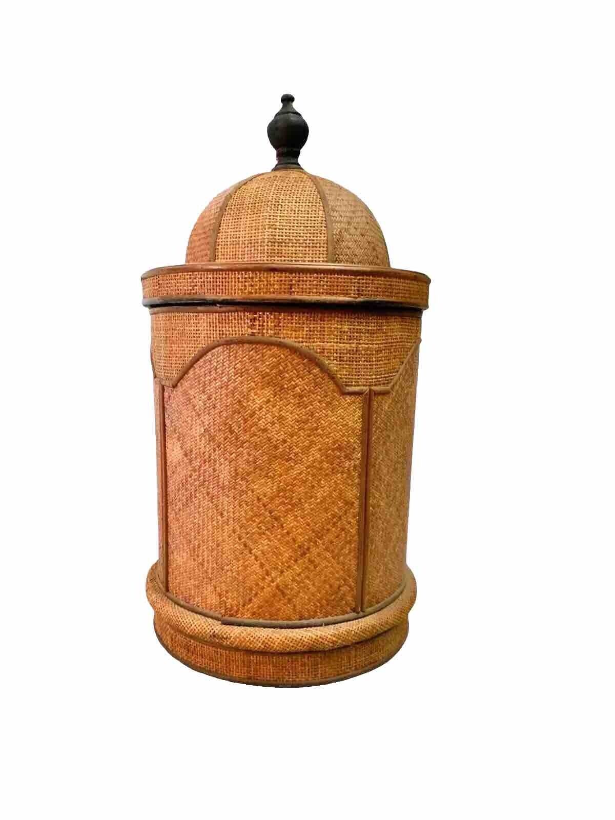Large Basket Wood with Handmade Woven Coat Vintage Storage Eastern Decor