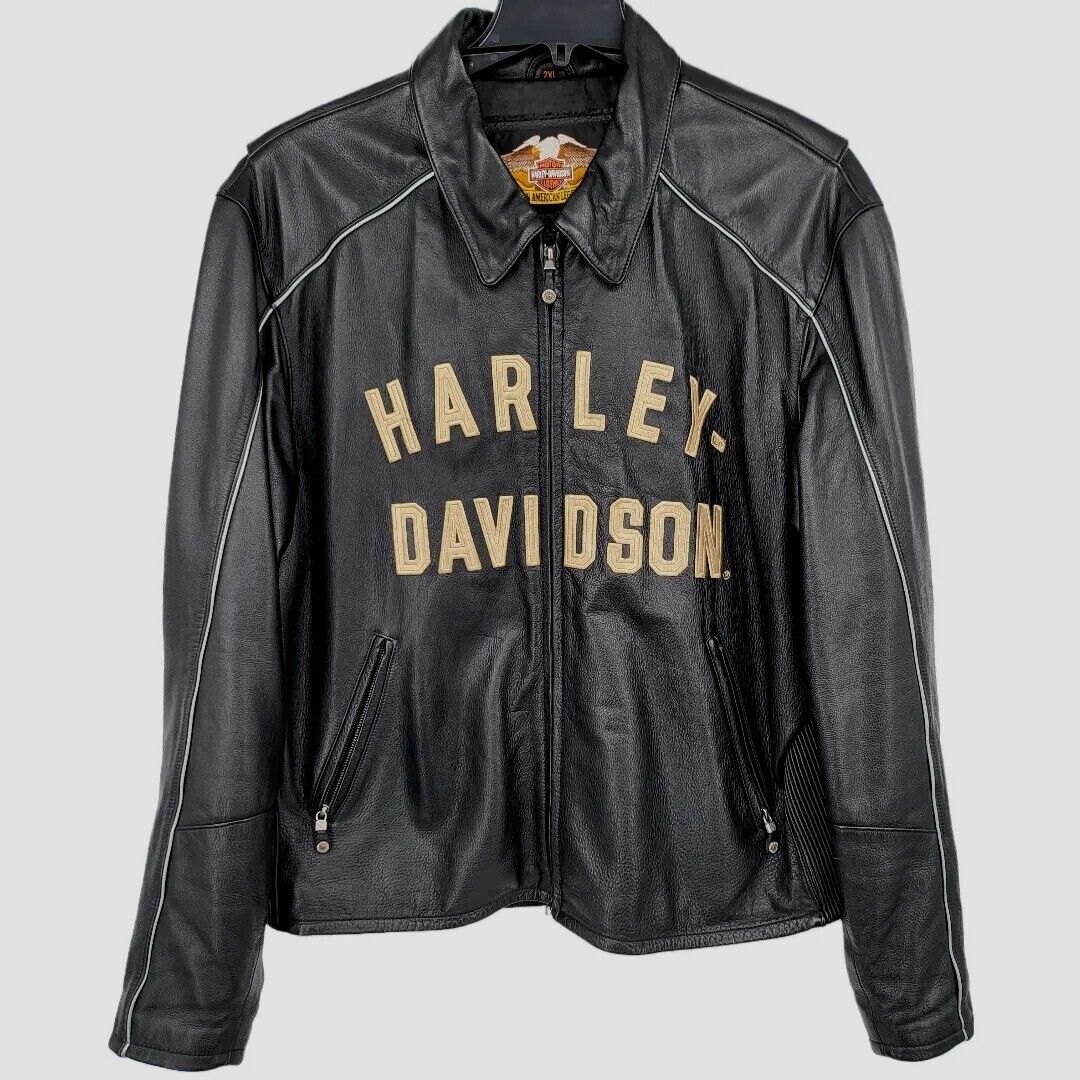 Vintage Harley Davidson 100th Anniversary Black 2X Leather Jacket 2003 USA