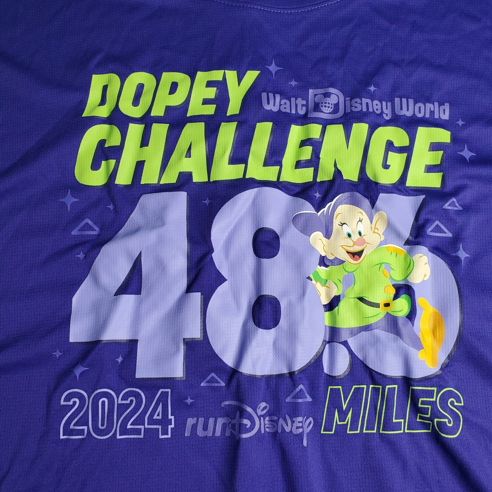 2024 Run Disney Dopey Challenge Shirt Men’s Size 2XL 48.6 Miles Purple