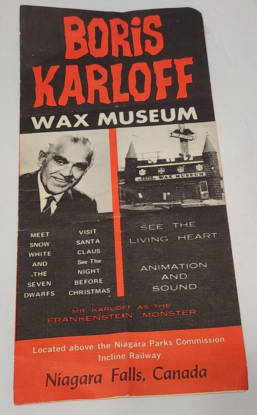 Boris Karloff Wax Museum Niagara Falls Canada Vintage Brochure Pamphlet