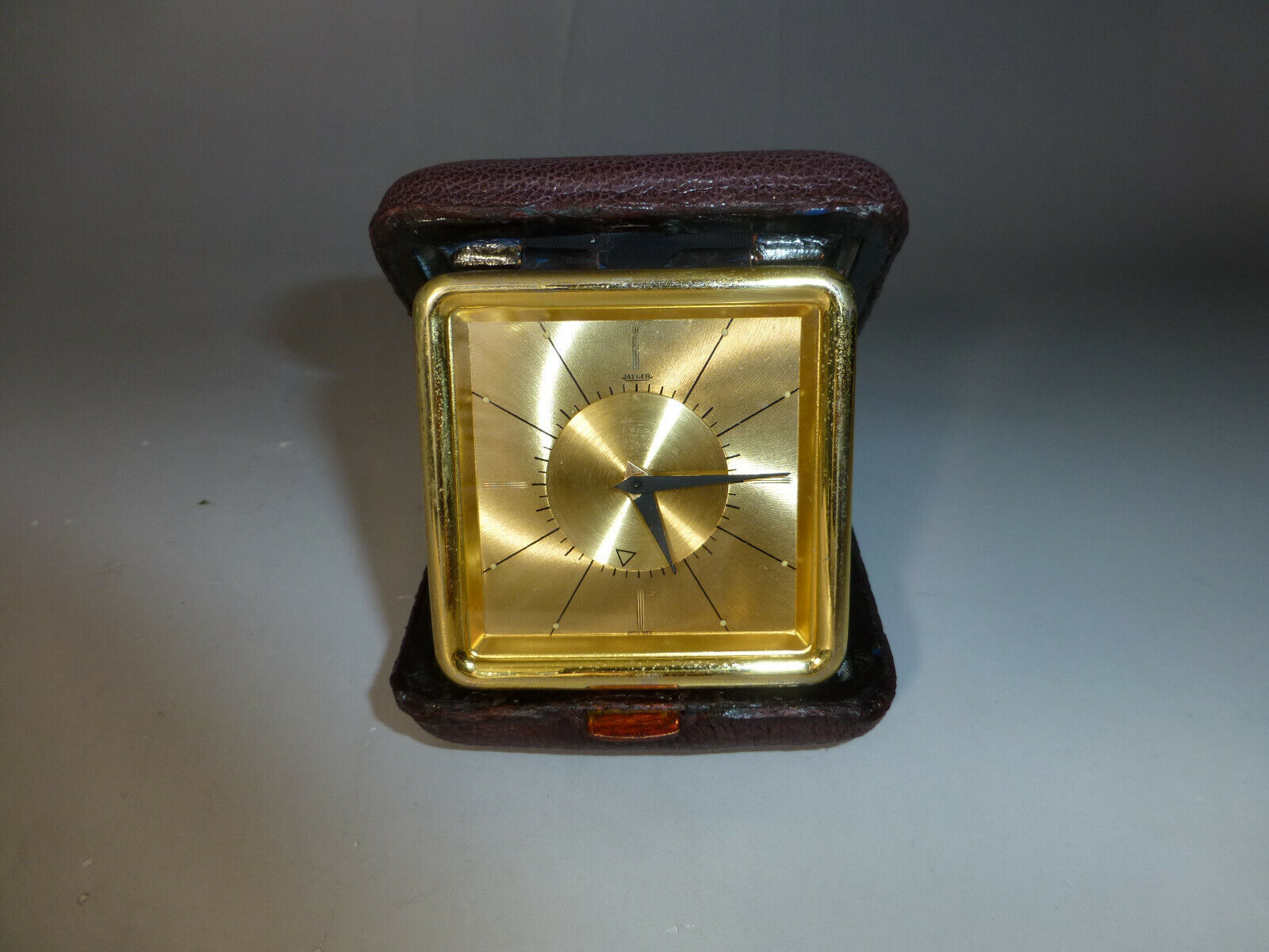 Rare Vintage Swiss Jaeger Lecoultre Memovox Alarm 8 Days Clock Gold Gilt Case 