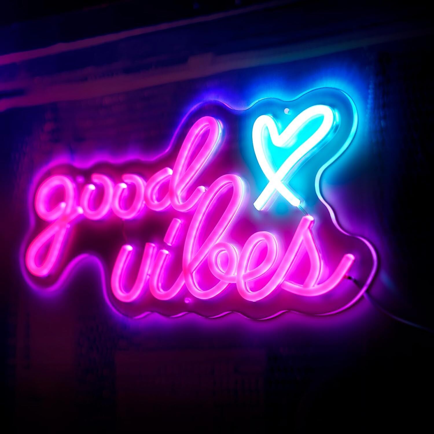 Pink Good Vibes Neon Signs Wall Love LED Lignt Powered Party Bar Decoration USB