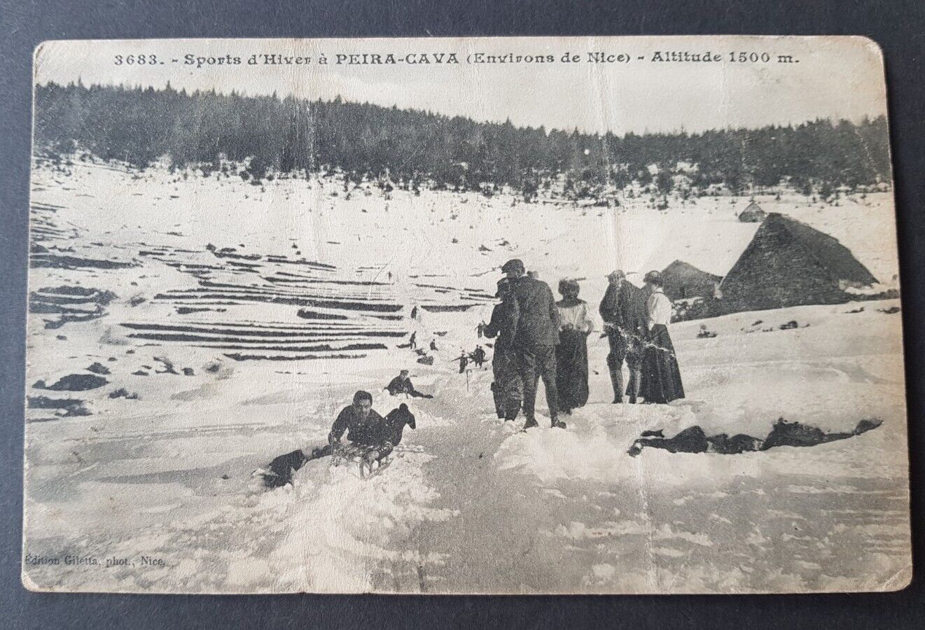 CPA 06 Nice Sports d\'Hiver in Piera-Cava - 1910, animated, toboggan alps
