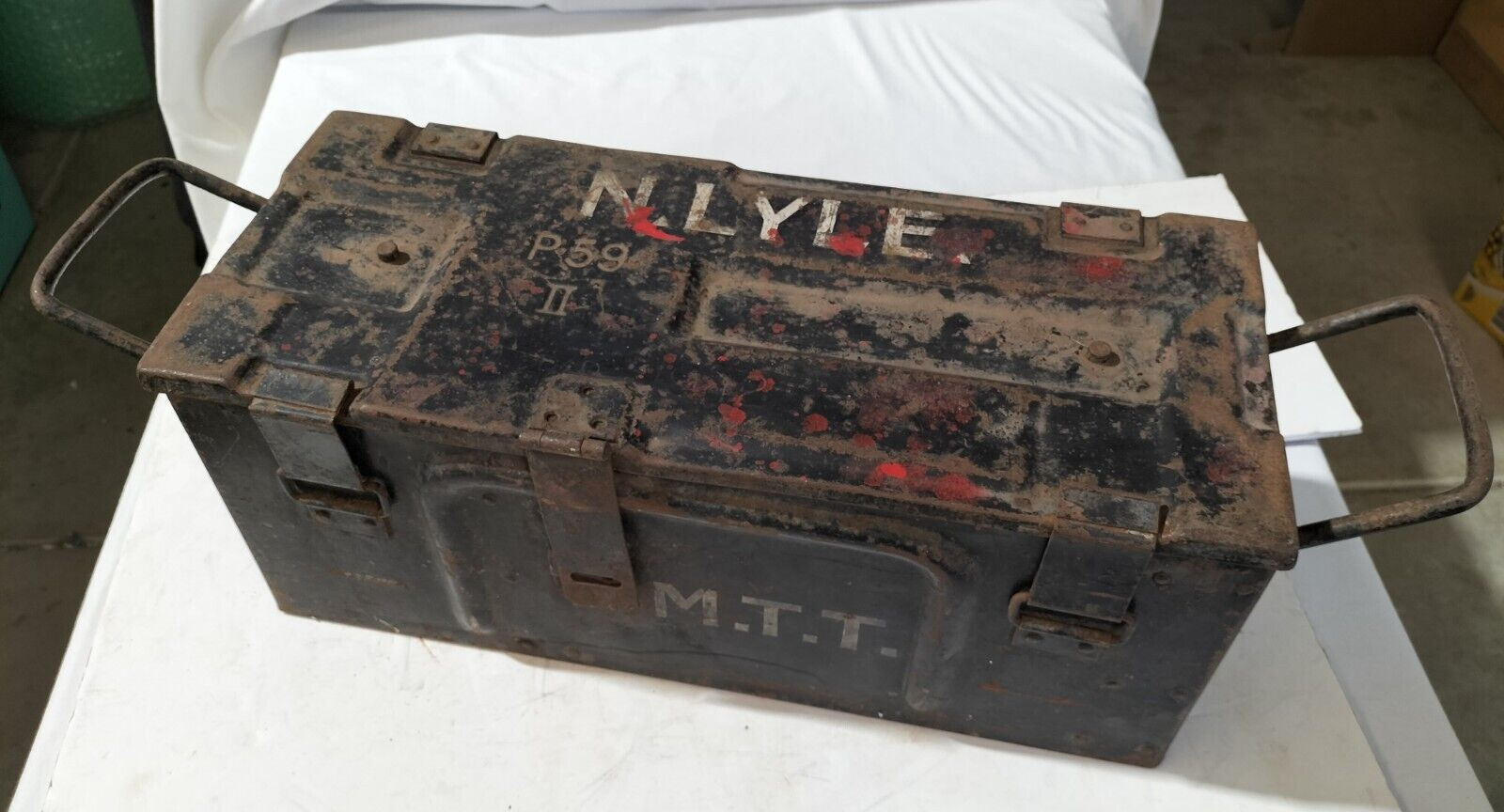 Genuine 1942 WWII WW2 Ammo Box Black World War 2 Ammunition Box Crate Large - AF