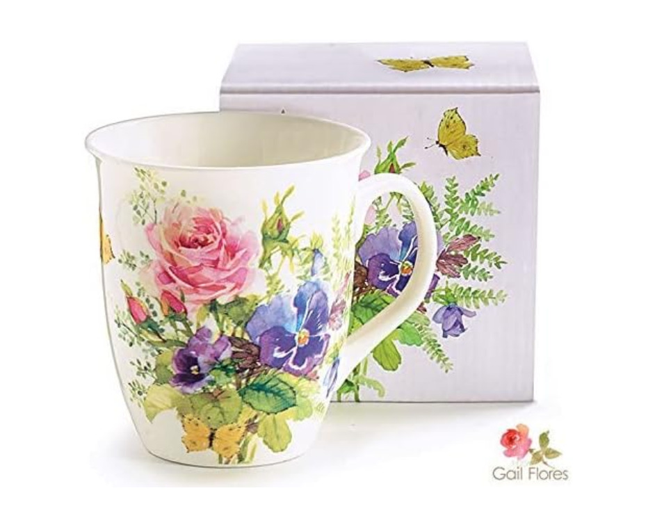Mug Abundant Blooms, Holds 16 oz, Coffee, Tea, Porcelain, Spring, Summer