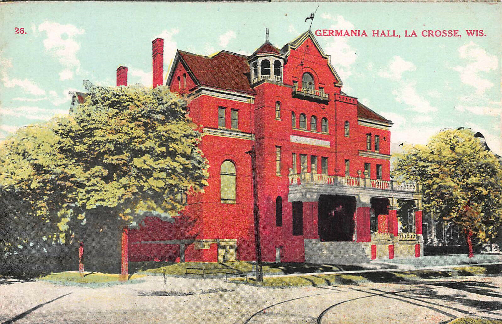 Germania Hall, La Crosse, Wisconsin, Early Postcard, Unused 