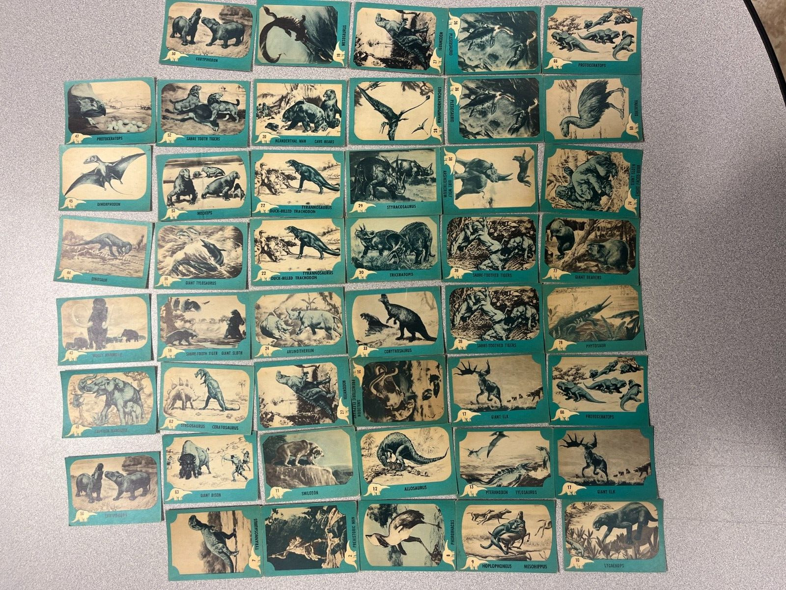 LOT OF (46) 1961 NU CARDS DINOSAUR CARDS COLLECTIBLE *SEE DESCRIPTION FOR NUMBER
