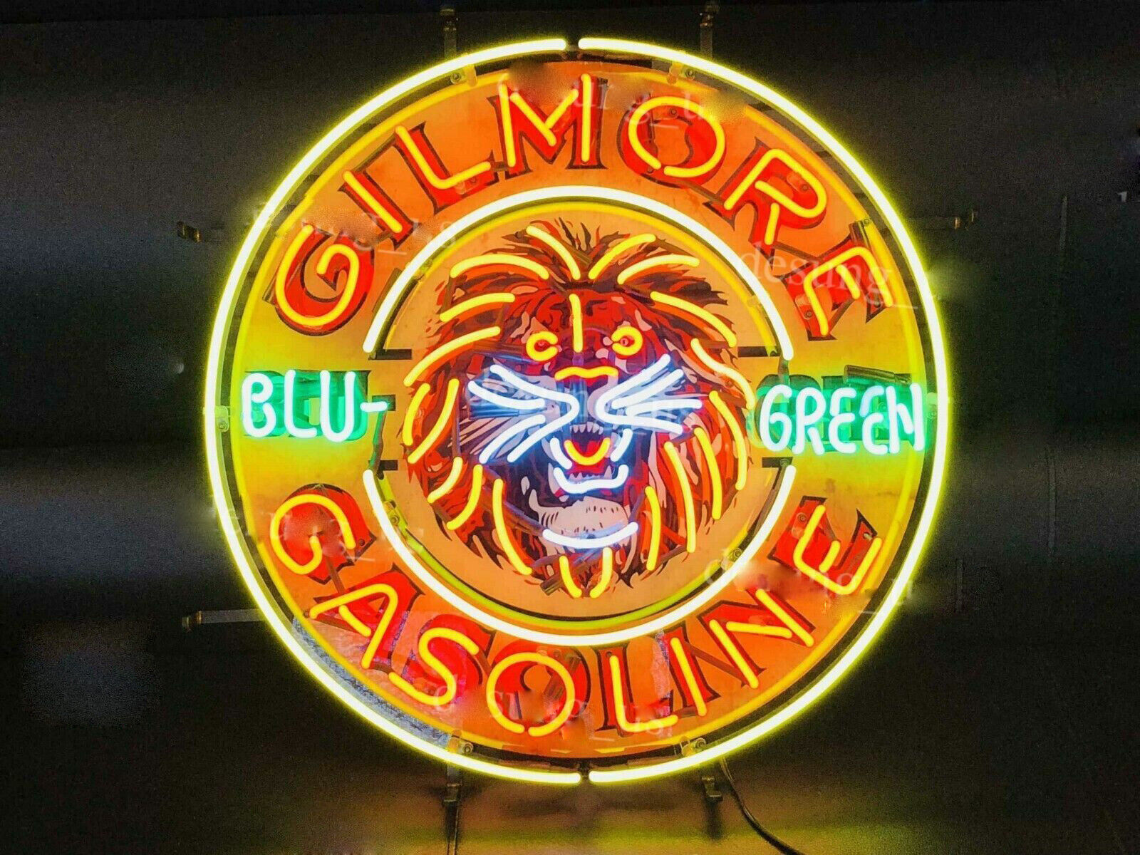 Gilmore Gasoline Blu Green Neon Light Sign Lamp With HD Vivid Printing 24x24