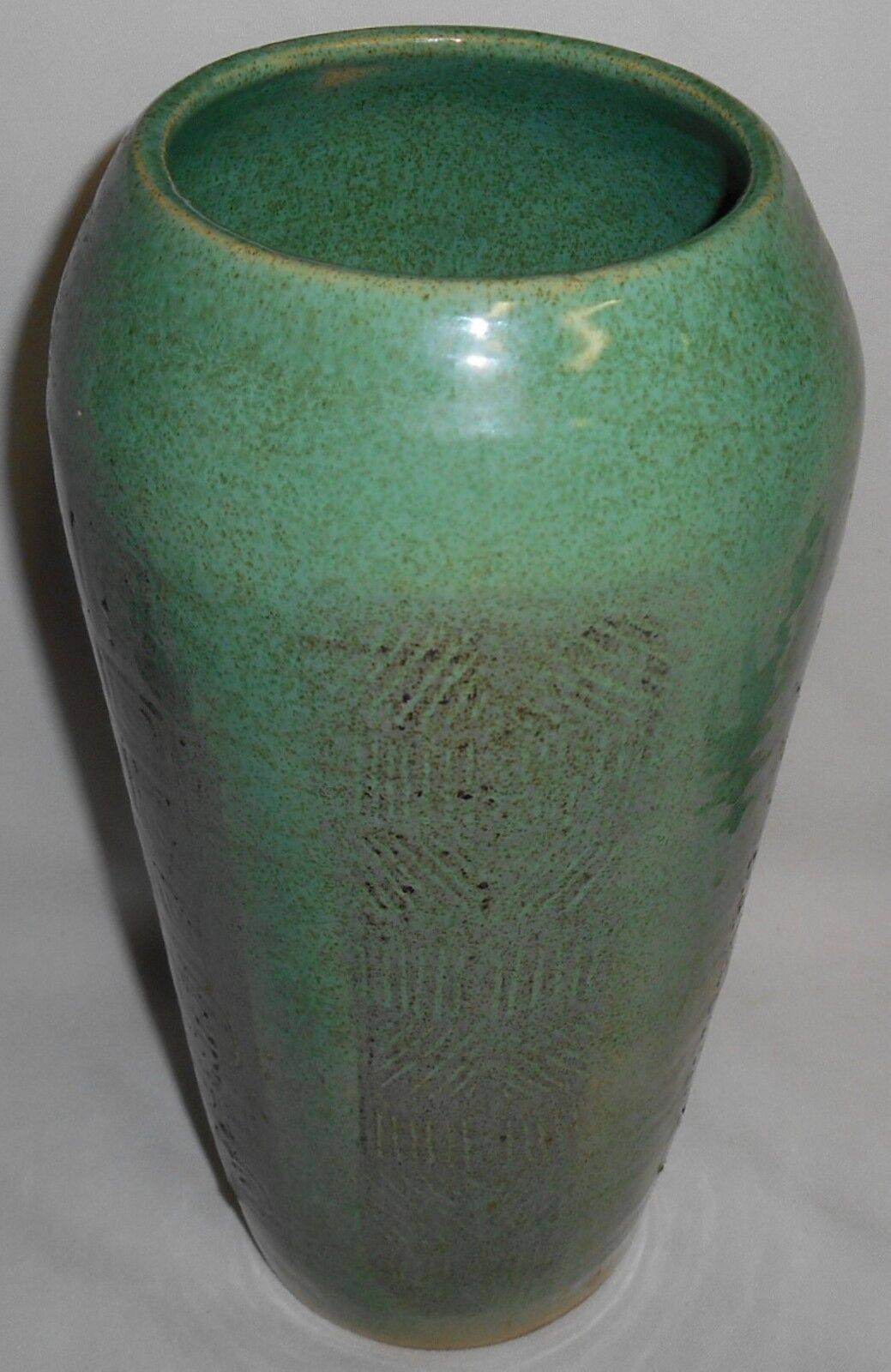 RARE 1948 California Potter NORMAN JAE Stoneware Vase GEOMETRIC PATTERN