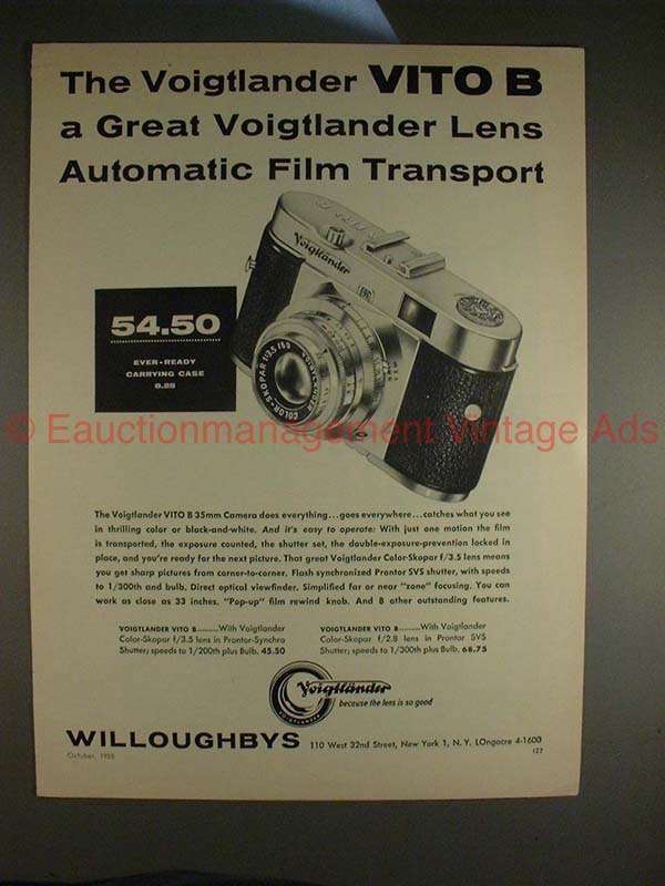 1955 Voigtlander Vito B Camera Ad - Auto Film Transport