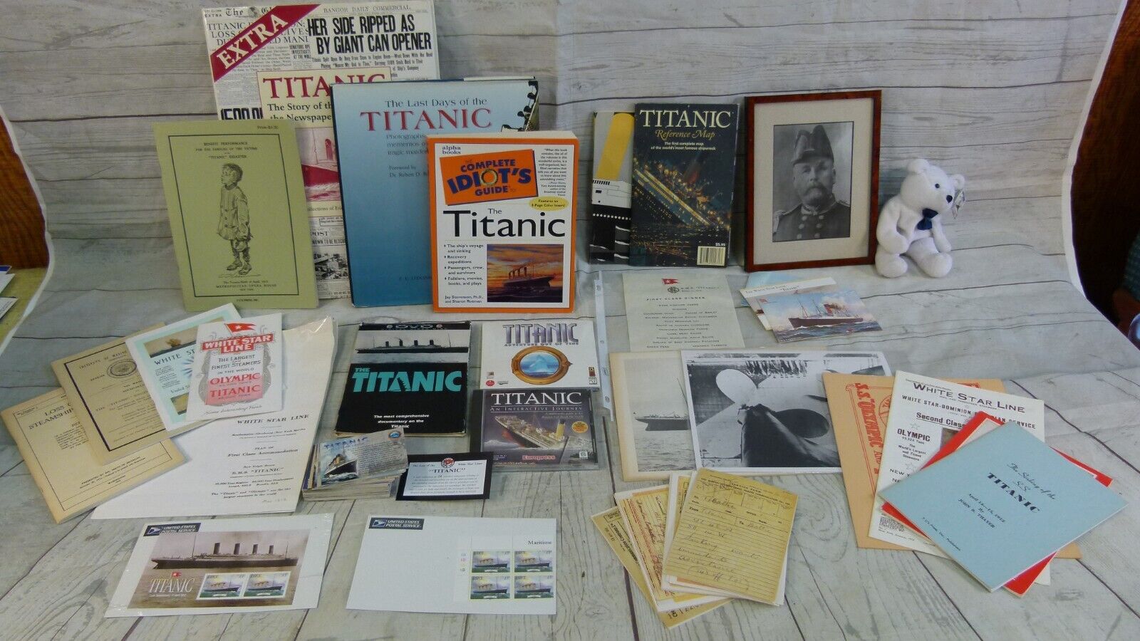 Set of Titanic Memorabilia – Magazines, Disc, Stamps, Photo etc.