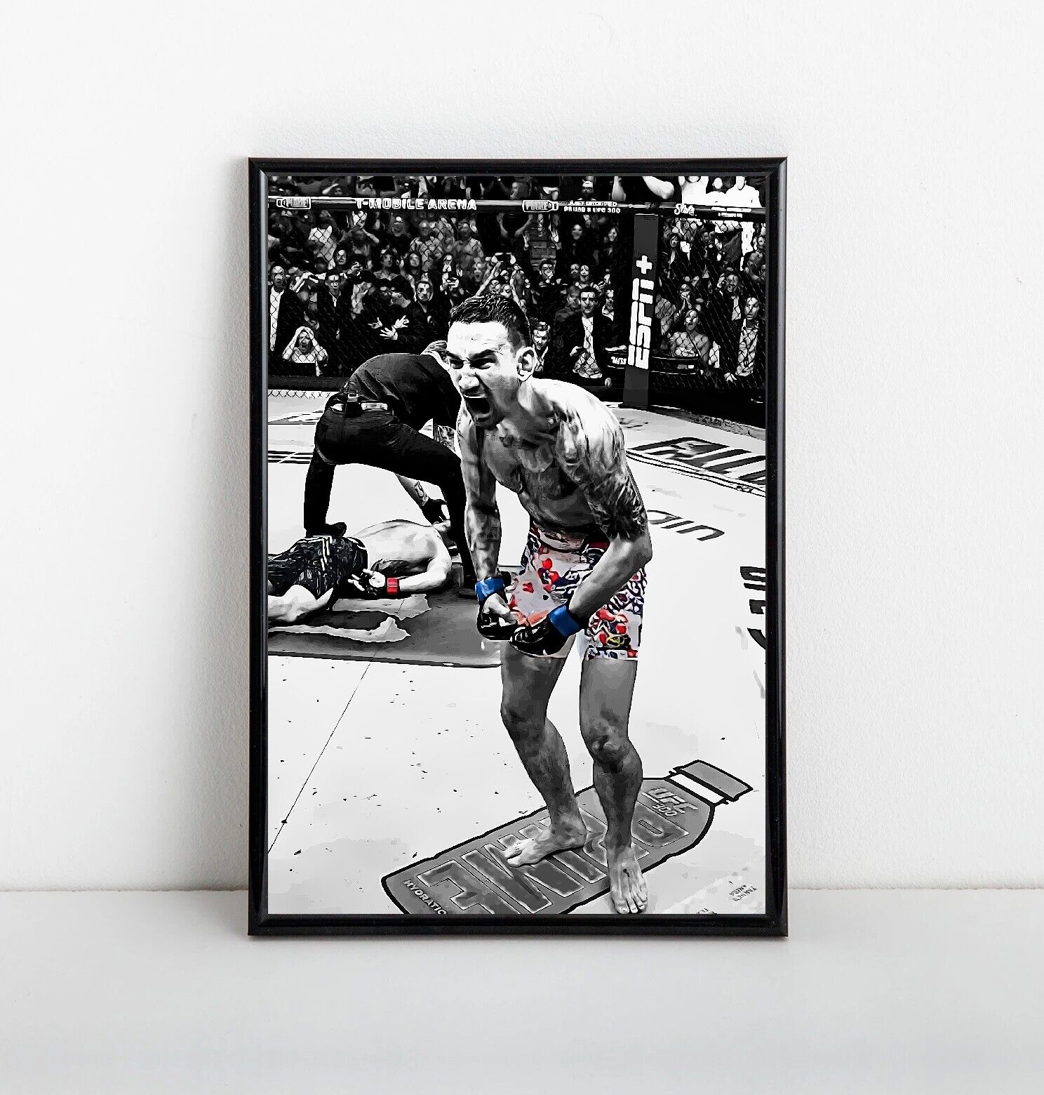Max Holloway vs Justin Gaethje KO Fight Poster Original Art - UFC 300 NEW USA