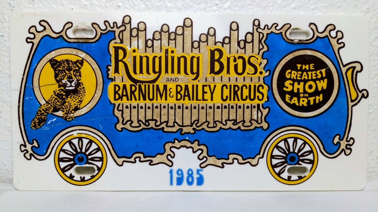 Vintage 1985 Ringling Bros Barnum & Bailey Circus Greatest Show License Plate