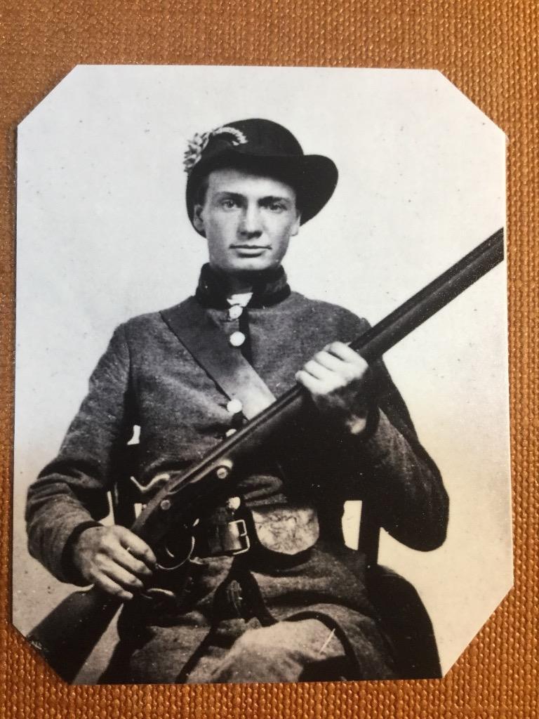 Civil War Confederate Soldier with rifle  tintype C1280RP