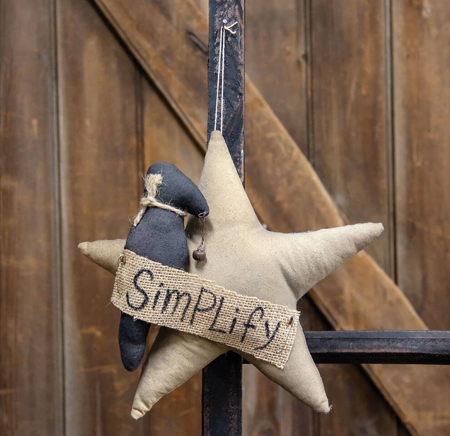Primitive Country Simplify Star With Crow Ornament Decor Accent