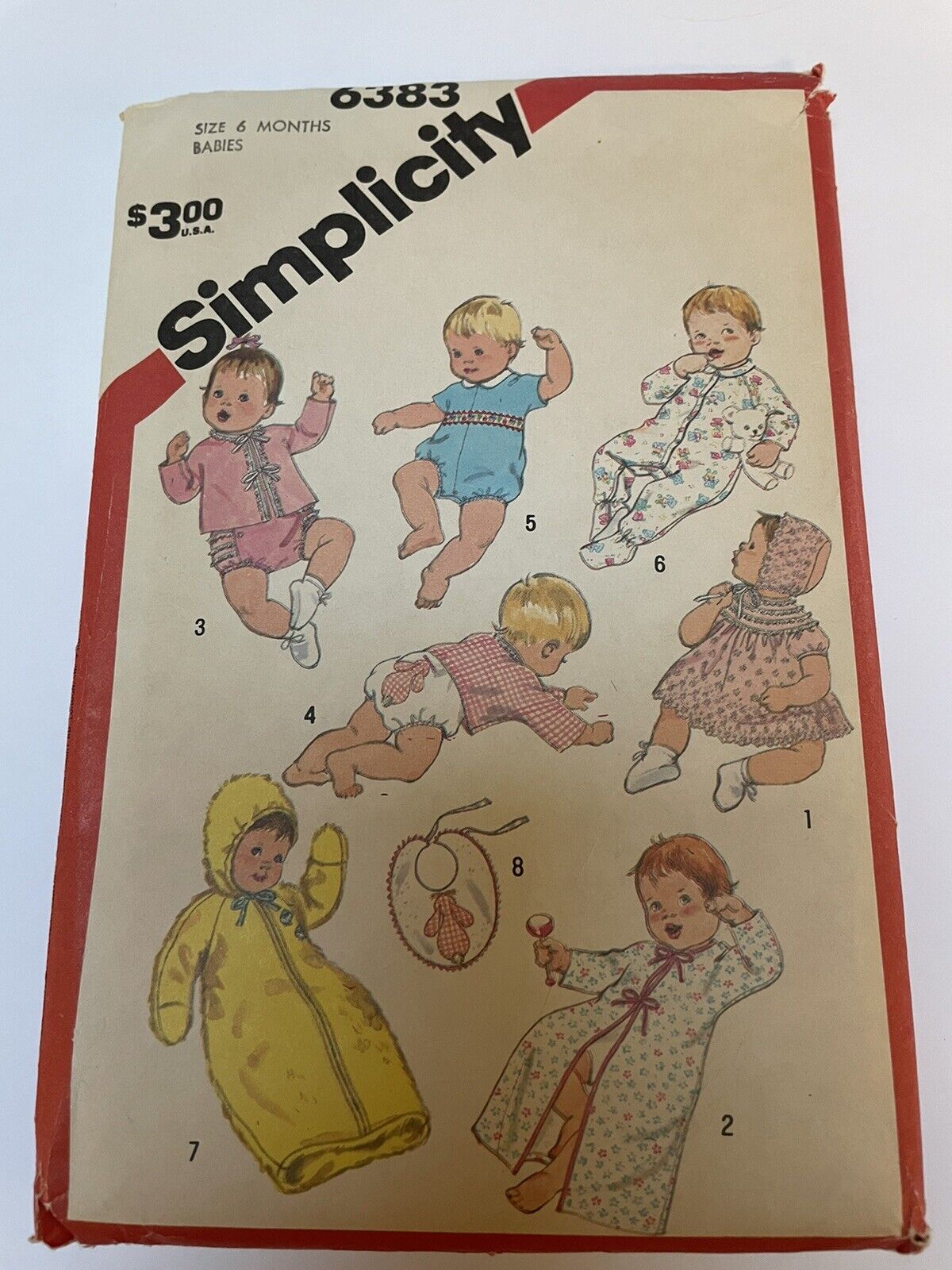 Vintage 1983 Simplicity Sewing Pattern 6383 Babies 6 Month Sleepwear Layette New