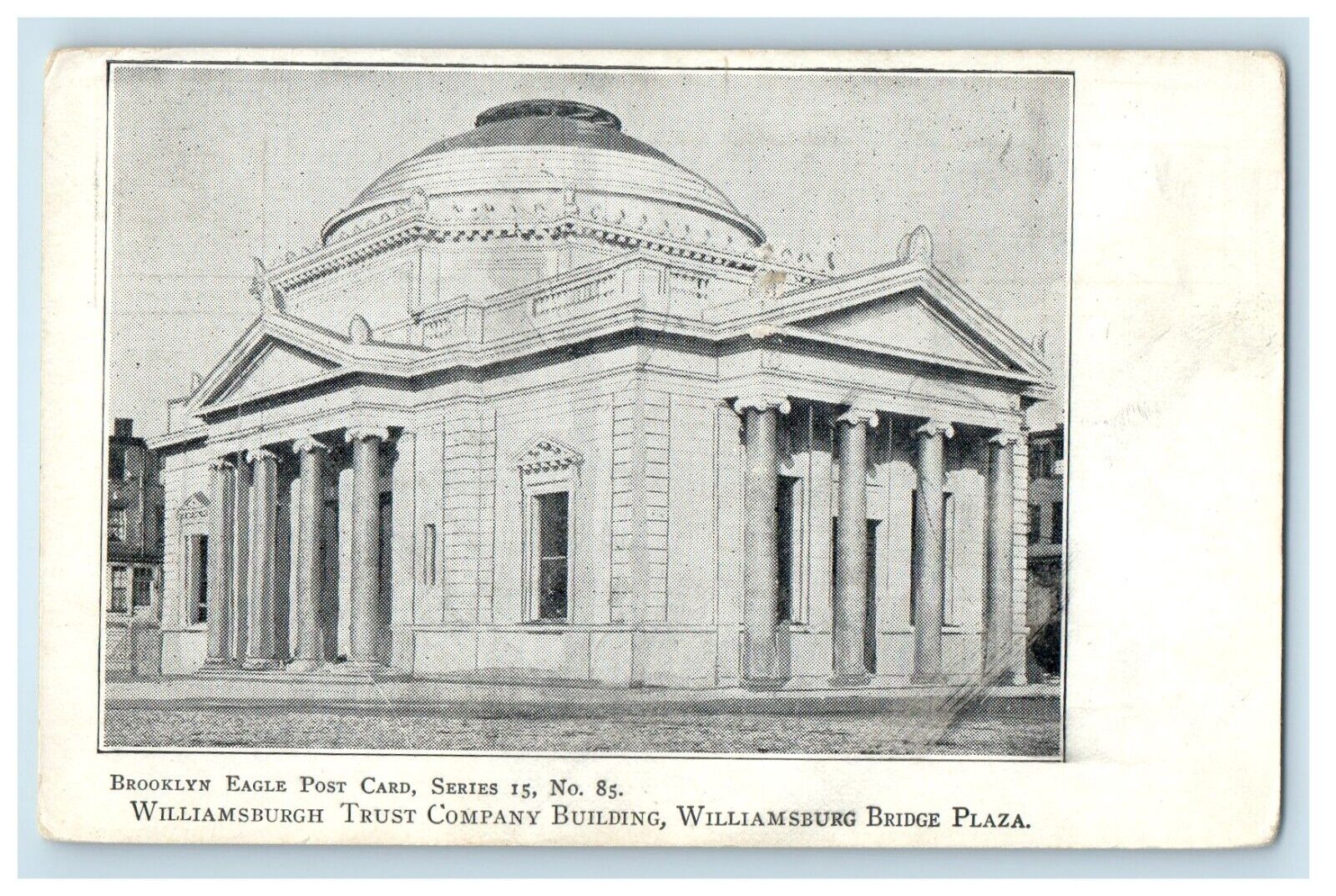 c1905 Williamsburgh Trust Company Building Williamsburg Bridge Plaza NY Postcard