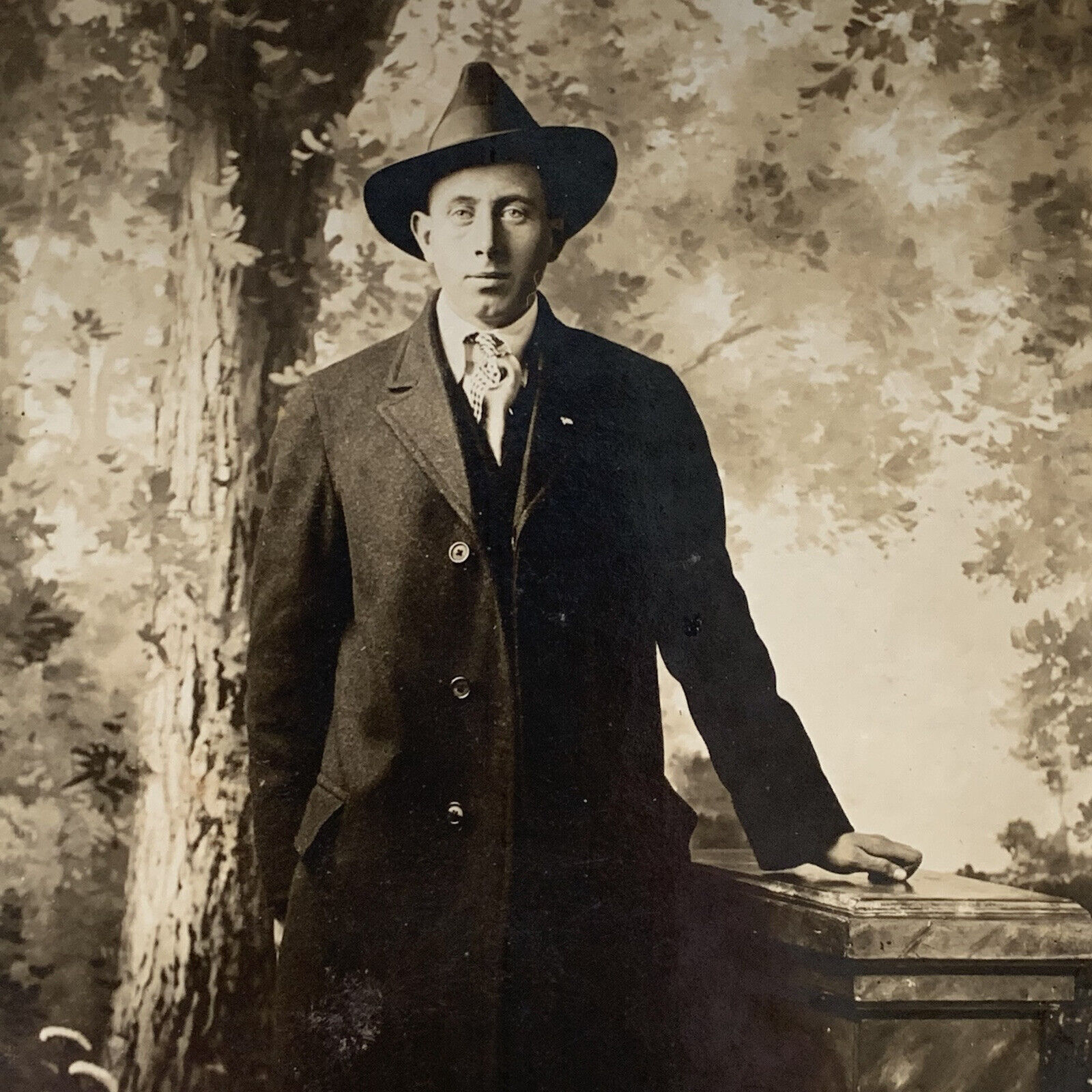 Antique RPPC Photograph Postcard Handsome Cowboy Man Cincinnati Cleveland OH