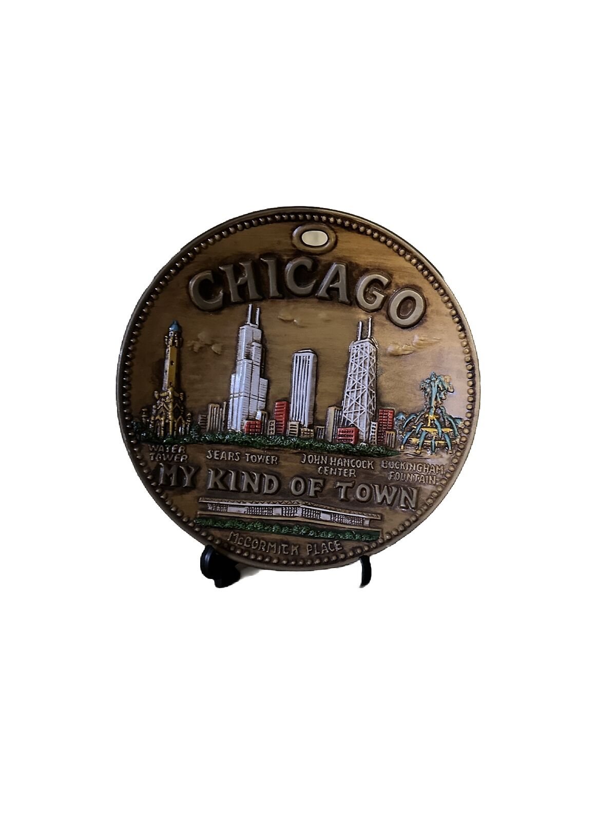 Vintage Chicago Souvenir Wall Hanging Plate Chicago Points Of Interest