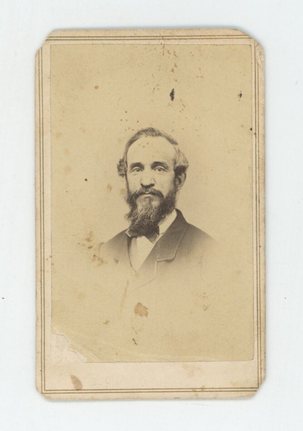 Antique CDV c1860s  Handsome Older Man Full Beard Tolles & Seeley Ithaca, NY