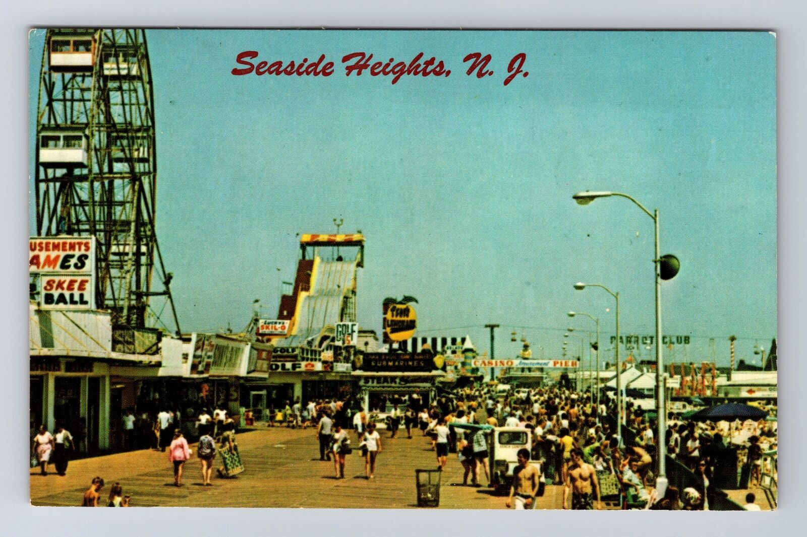 Seaside Heights NJ-New Jersey, Scene On The Boardwalk, Antique Vintage Postcard