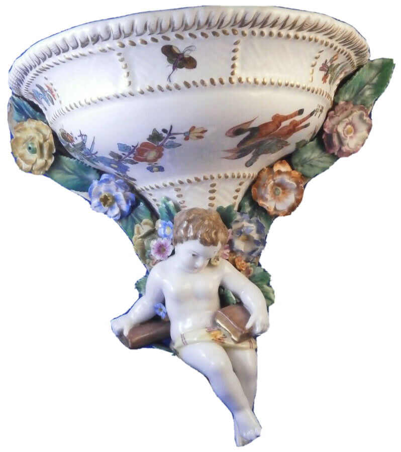 Antique 18th & 19thC Meissen & Dresden Combo Porcelain Wall Shelf Unit Porzellan