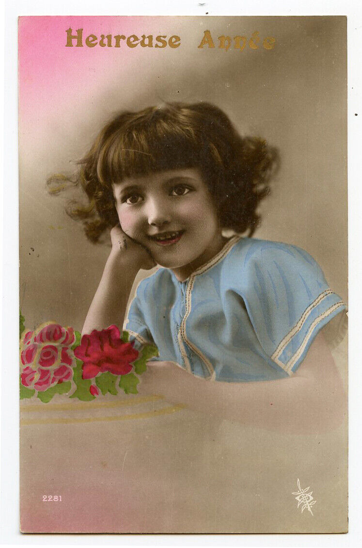 1920s Child Children DARLING LITTLE GIRL French photo postcard