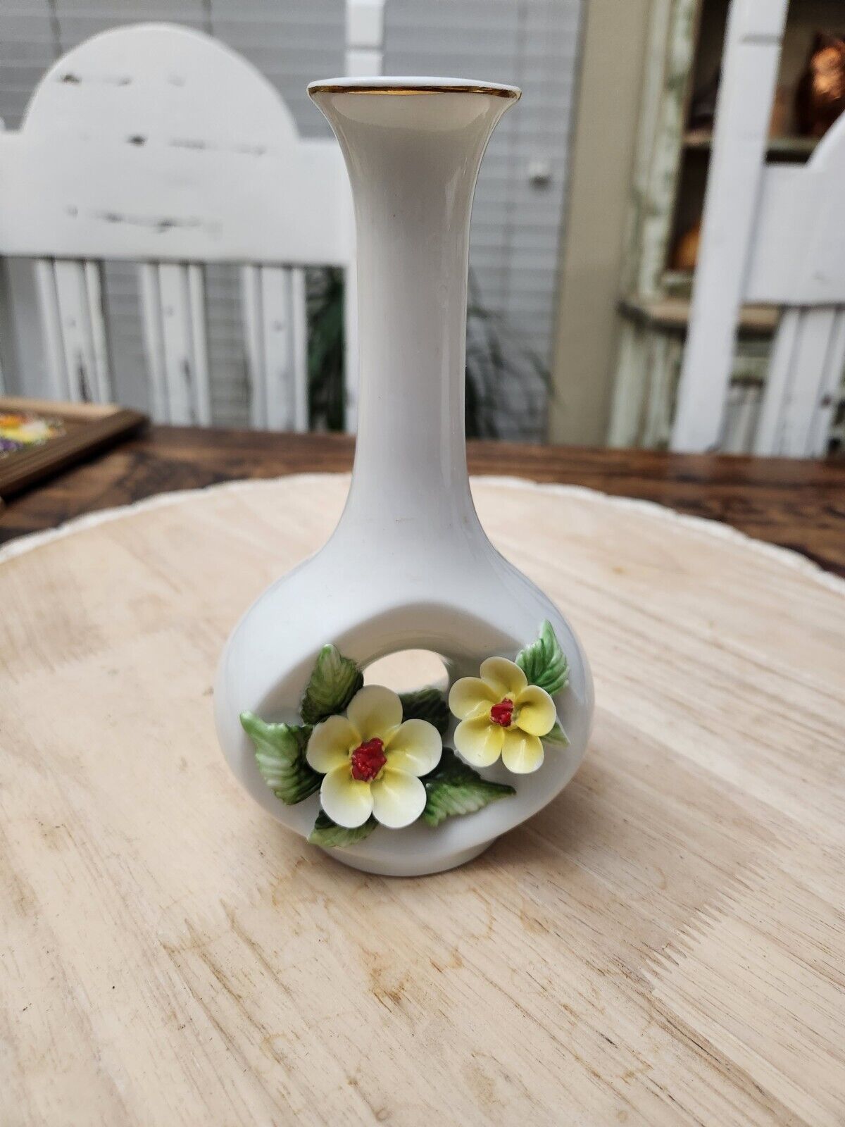 Vintage Porcelain/ceramic Vase With Flowers Capo De Monte Style Rare