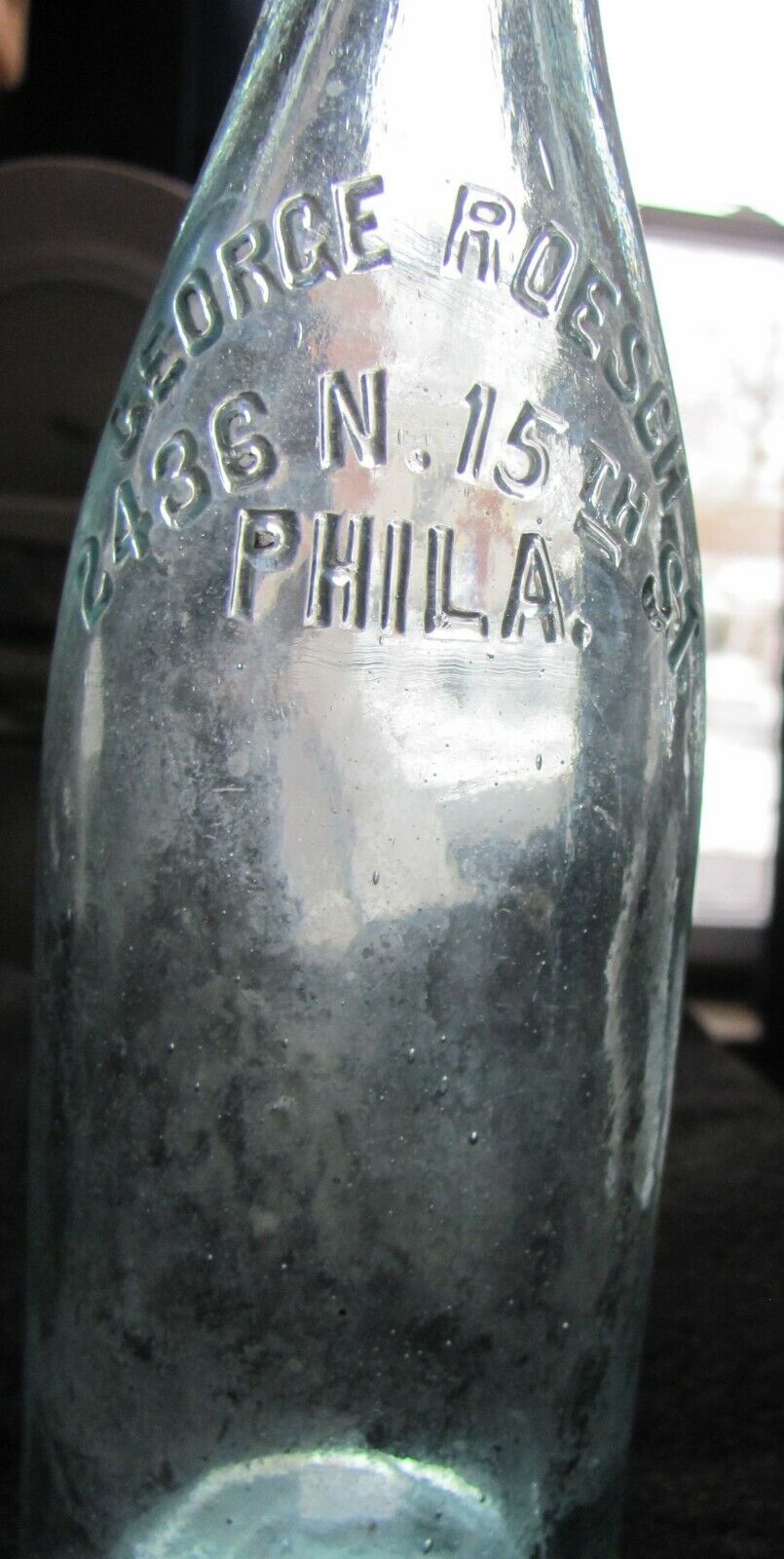 George Roesch Beer Bottle Philadelphia PA with Porcelain Stopper Pre Pro