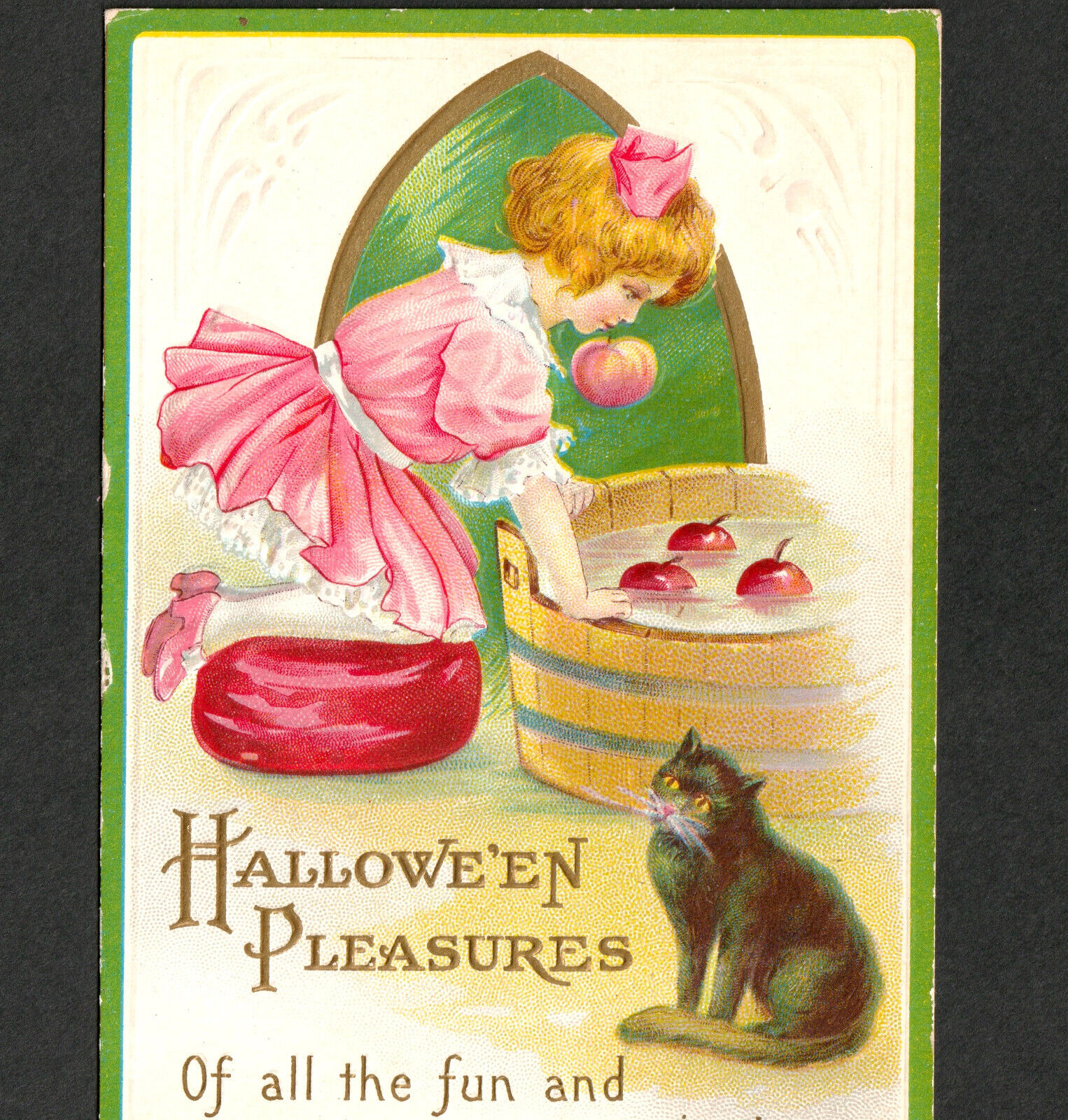 Halloween Pleasures Merry Jest to Bob Apples is Best 1916 Stecher 226 B Postcard