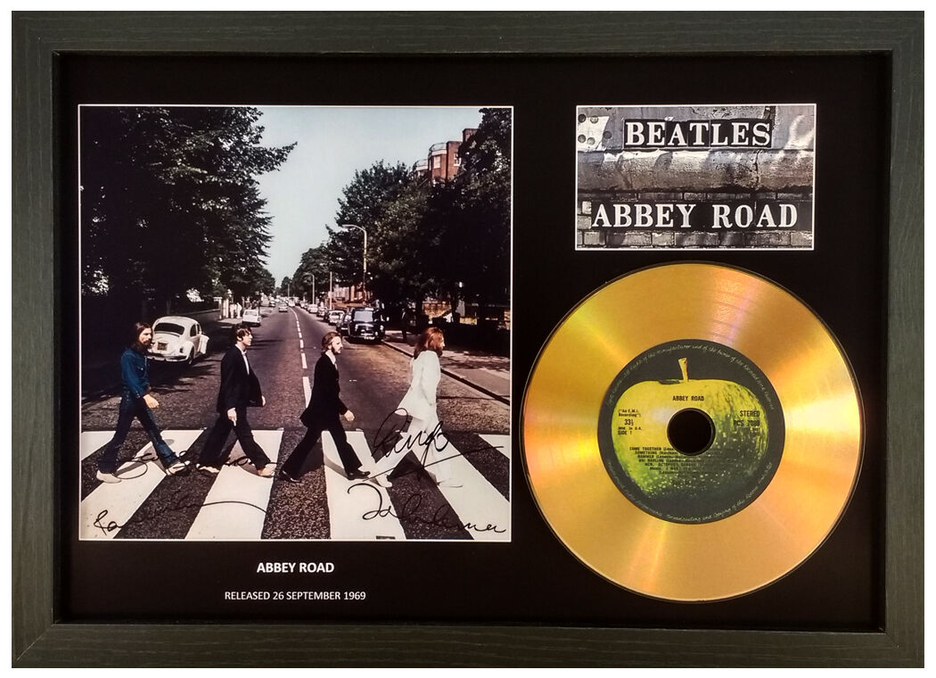 THE BEATLES 'ABBEY ROAD' SIGNED GOLD DISC DISPLAY COLLECTABLE MEMORABILIA GIFT